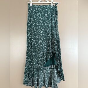 Abercrombie Green Floral Wrap Skirt